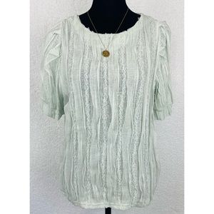 SECOND STORY • Mint Ruffled Lace Short Sleeve Blouse